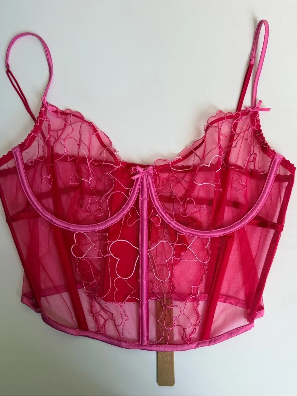 Skims Tulle Heart-Embroidered Corset Top size L - Picture 2 of 8